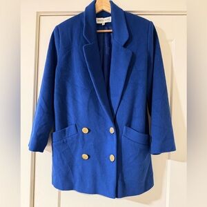 Vintage 80% Wool Blue Women's Oversized Blazer